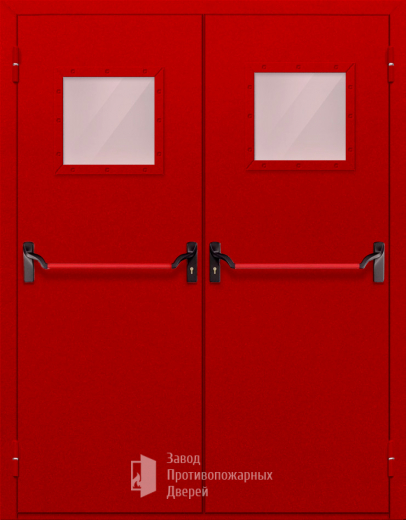 Фото двери «Двупольная со стеклопакетом и антипаникой (красная)» в Солнечногорску