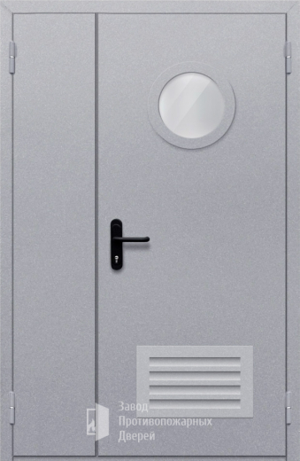 Фото двери «Полуторная с круглым стеклом и решеткой» в Солнечногорску