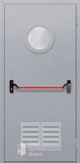 Фото двери «Однопольная с круглым стеклом и решеткой (антипаника)» в Солнечногорску