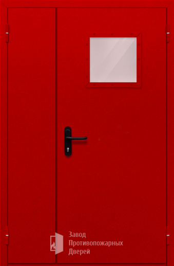 Фото двери «Полуторная со стеклопакетом (красная)» в Солнечногорску