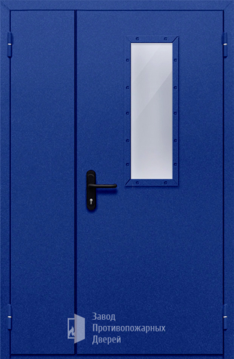 Фото двери «Полуторная со стеклом (синяя)» в Солнечногорску