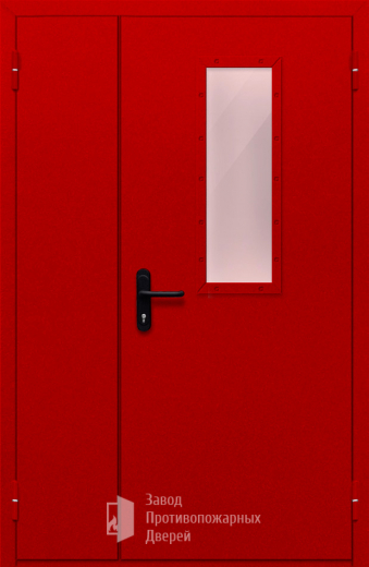 Фото двери «Полуторная со стеклом (красная)» в Солнечногорску