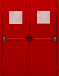 Фото двери «Двупольная со стеклопакетом и антипаникой (красная)» в Солнечногорску