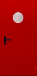 Фото двери «Однопольная с круглым стеклом (красная)» в Солнечногорску