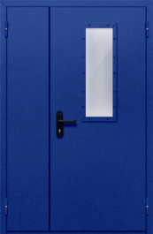 Фото двери «Полуторная со стеклом (синяя)» в Солнечногорску