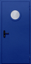 Фото двери «Однопольная с круглым стеклом (синяя)» в Солнечногорску