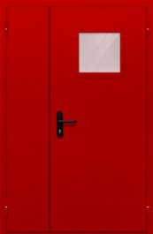 Фото двери «Полуторная со стеклопакетом (красная)» в Солнечногорску
