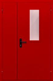Фото двери «Полуторная со стеклом (красная)» в Солнечногорску