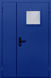 Фото двери «Полуторная со стеклопакетом (синяя)» в Солнечногорску